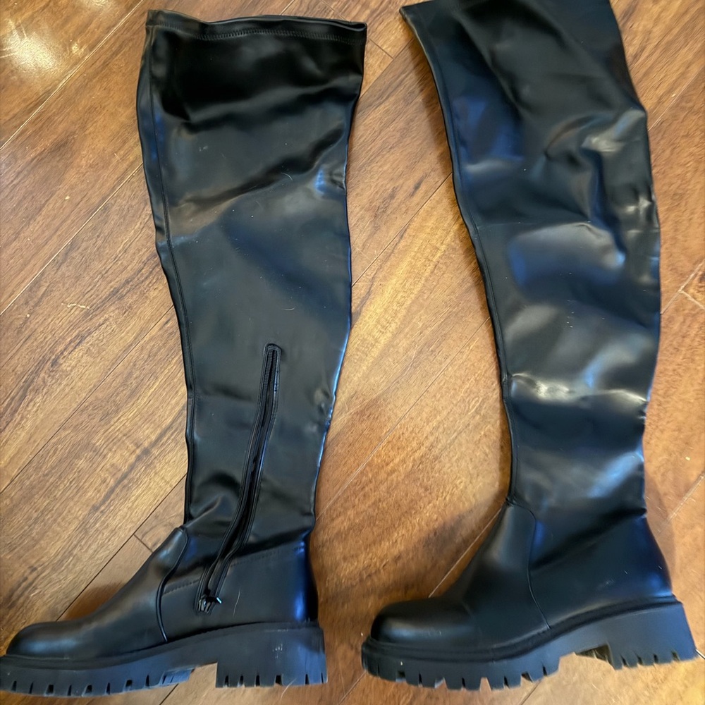 Black Over the Knee Boots - Picture 3 of 4
